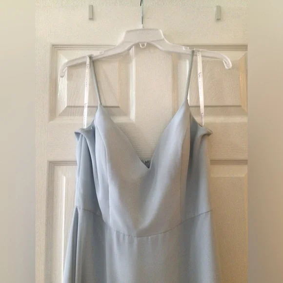 Hayley Paige Light Blue Formal Bridesmaid Dress - Picture 2 of 6